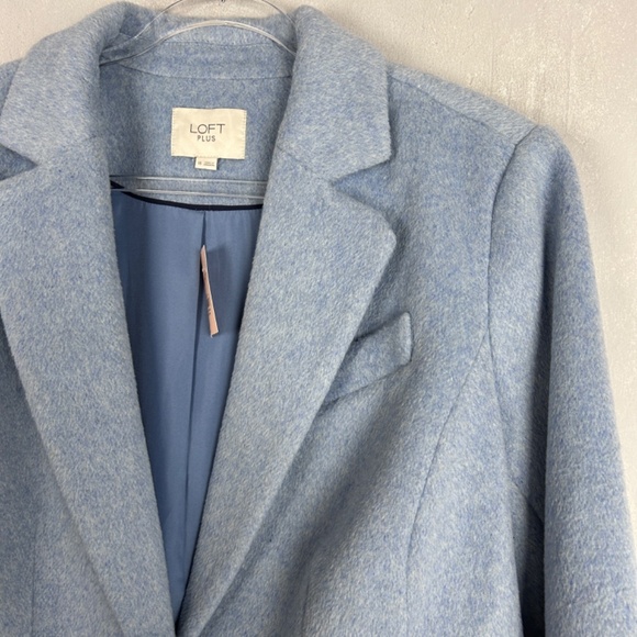 LOFT plus size 16 light blue coat mid length wool blend lined one button NEW - Picture 5 of 13